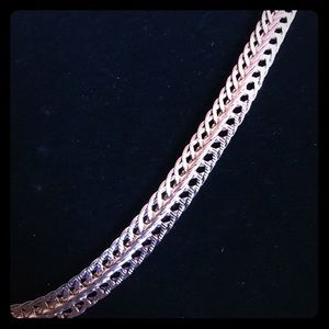 Rose gold foxtail necklace +hoop earrings